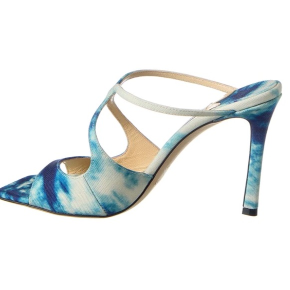 Jimmy Choo ANISE 95 Marbled Denim Women’s heel sandals Size EU 37 US 7 Medium - Picture 2 of 16
